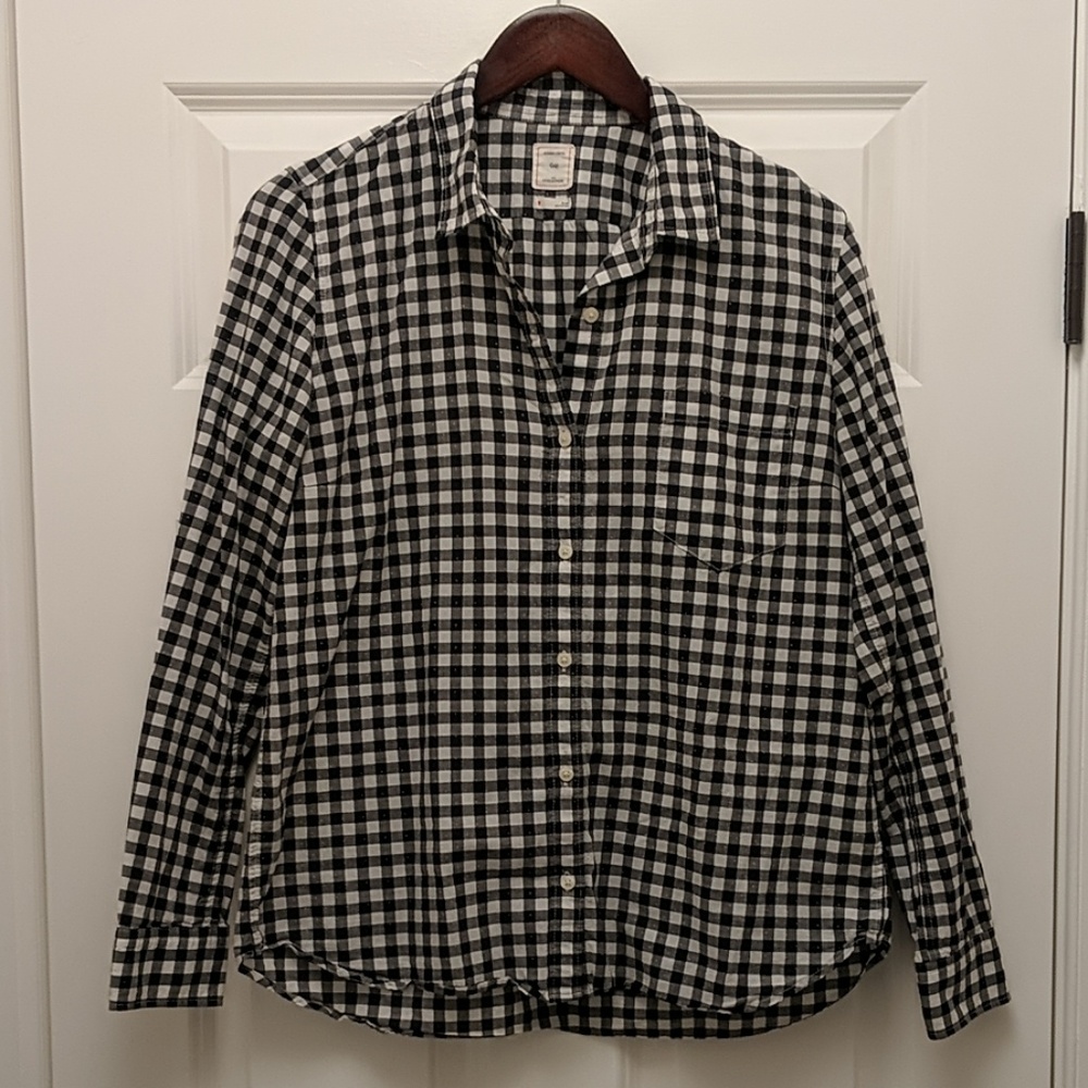 Gap Black and White Gingham Button Down Shirt